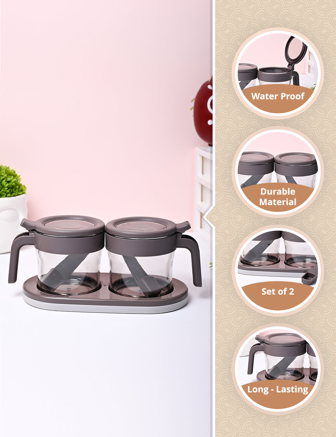 Grey Condiment Box with Tray (350ml x 2 pcs) - MARKET99