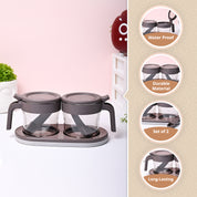 Grey Condiment Box with Tray (350ml x 2 pcs)