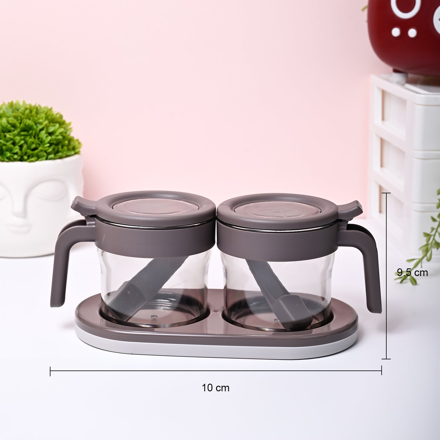 Grey Condiment Box with Tray (350ml x 2 pcs)