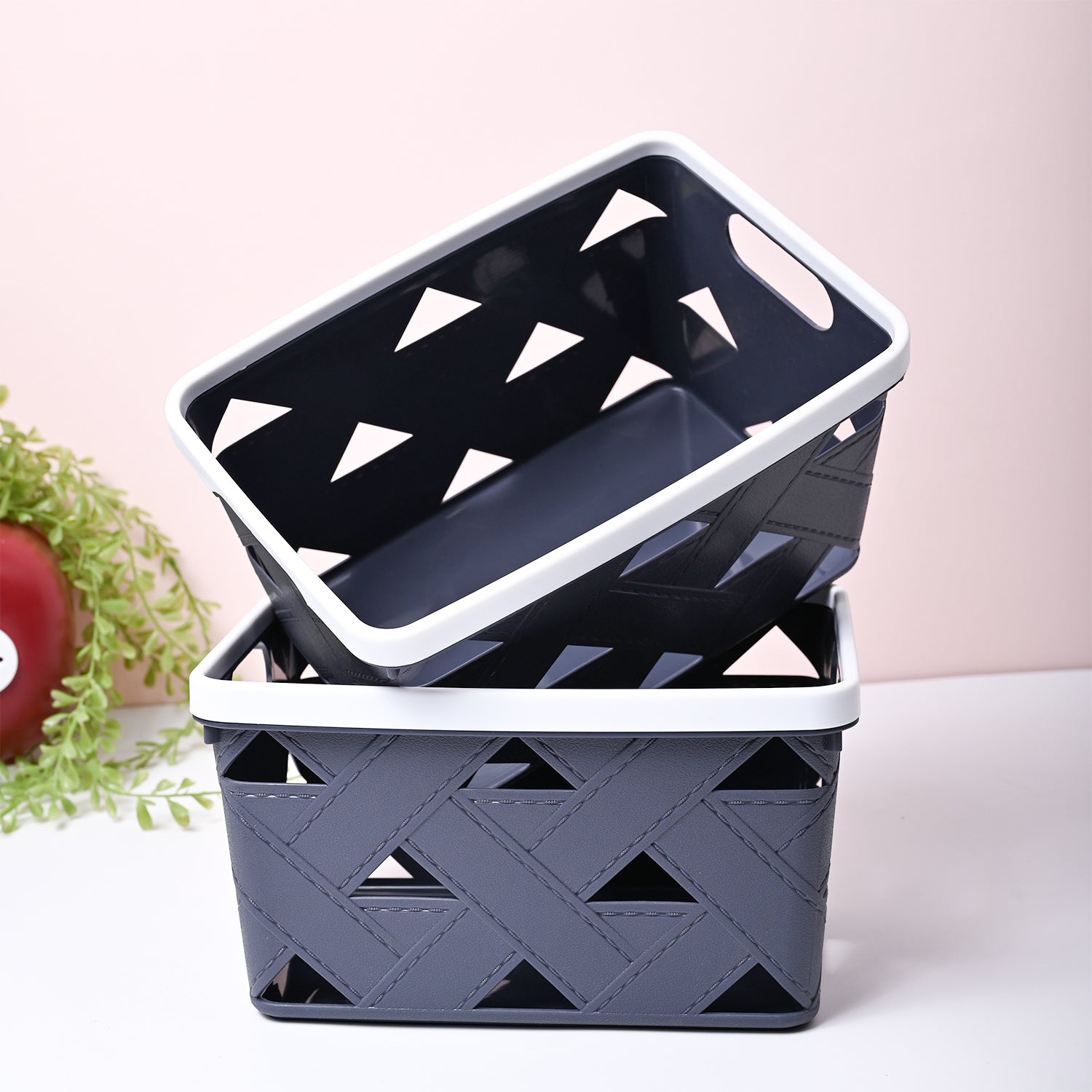 Grey Rectangle Baskets (Set of 2)
