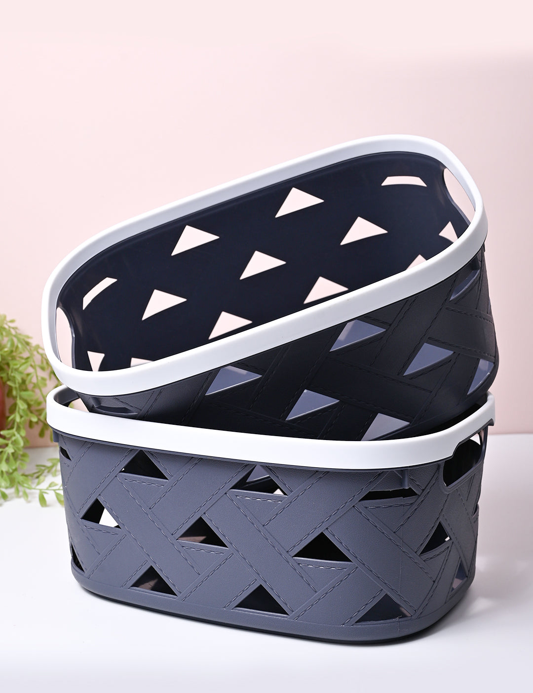 Grey Matte Rectangle Baskets (Set of 2) - MARKET99