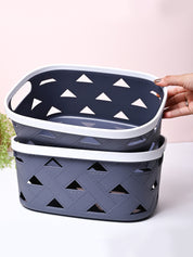 Grey Matte Rectangle Baskets (Set of 2) - MARKET99