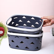 Grey Matte Rectangle Baskets (Set of 2)