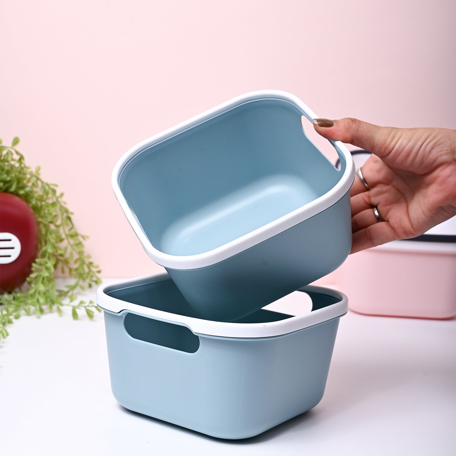 Blue Square Baskets (Set of 2)