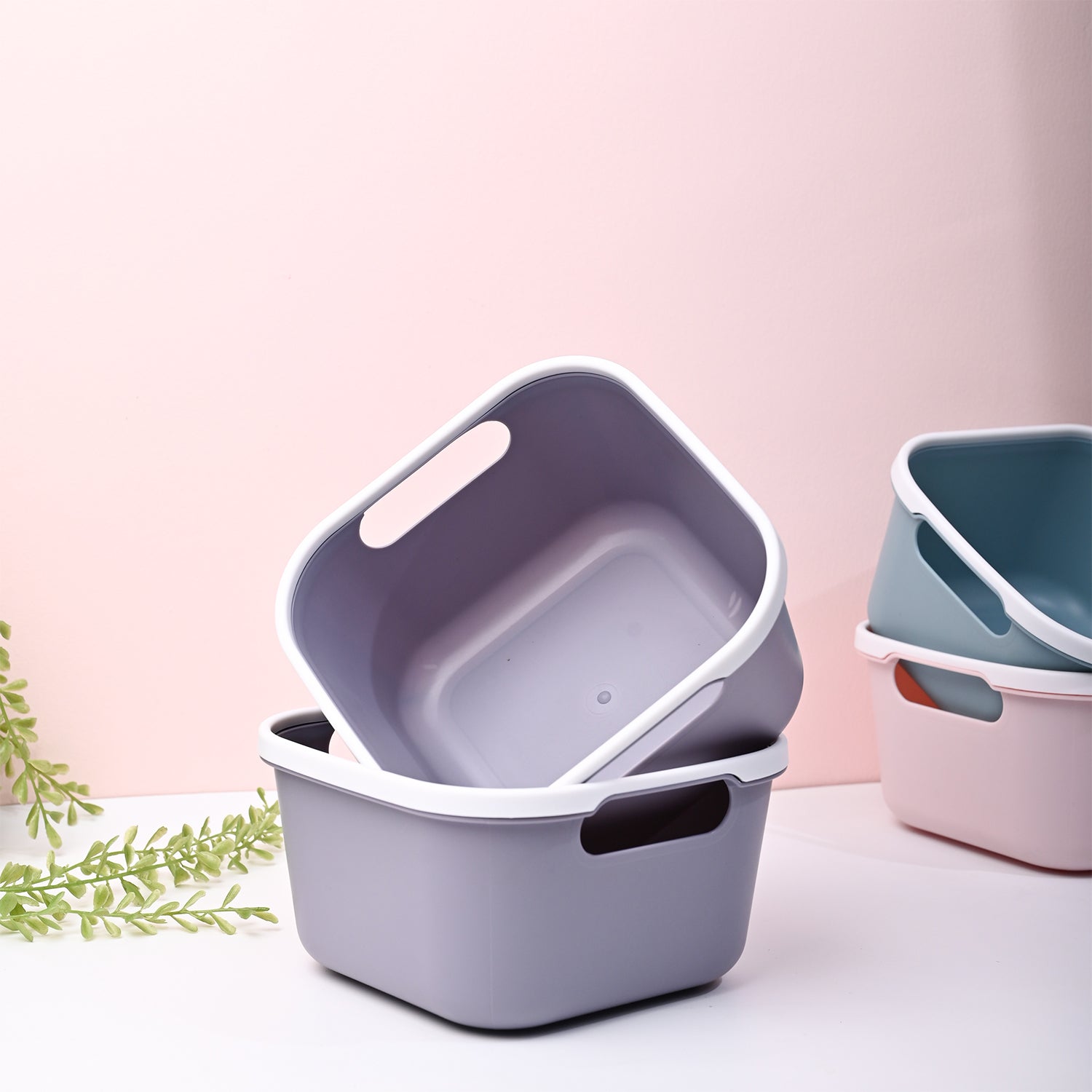 Grey Square Baskets (Set of 2)