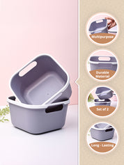 Grey Square Baskets (Set of 2) - MARKET99