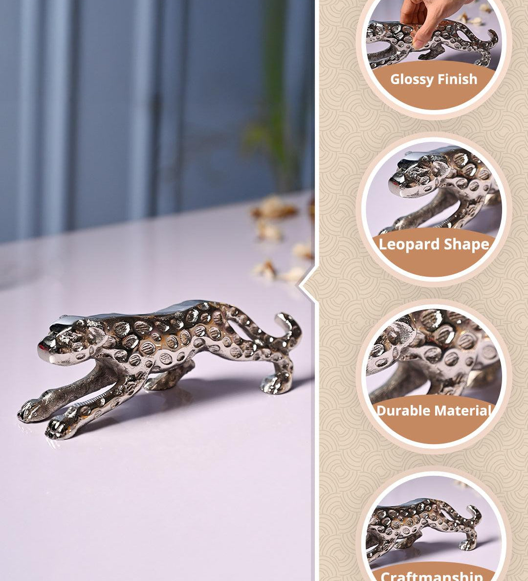 VON CASA Silver Leopard Decor Object - MARKET99