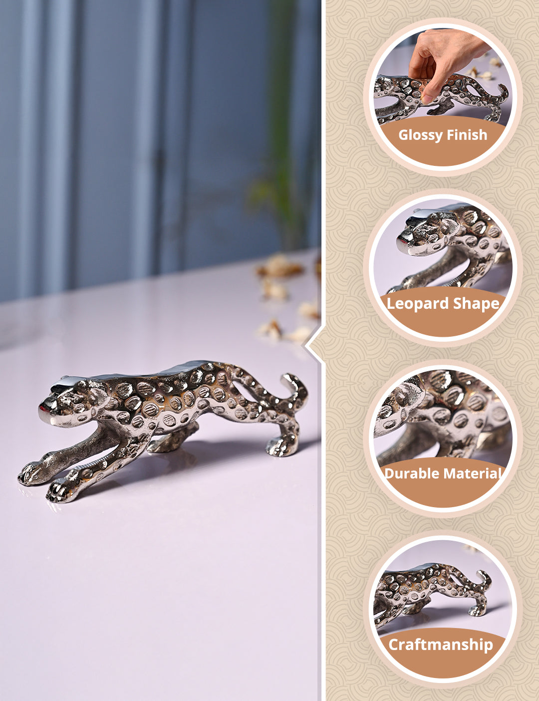 VON CASA Silver Leopard Decor Object - MARKET99