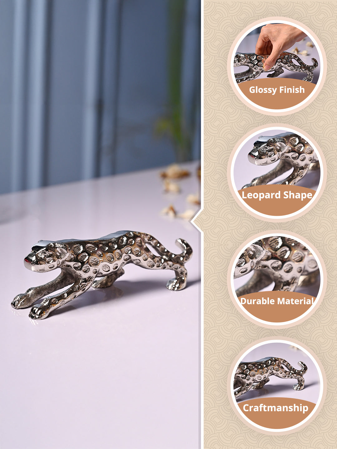 VON CASA Silver Leopard Decor Object - MARKET99