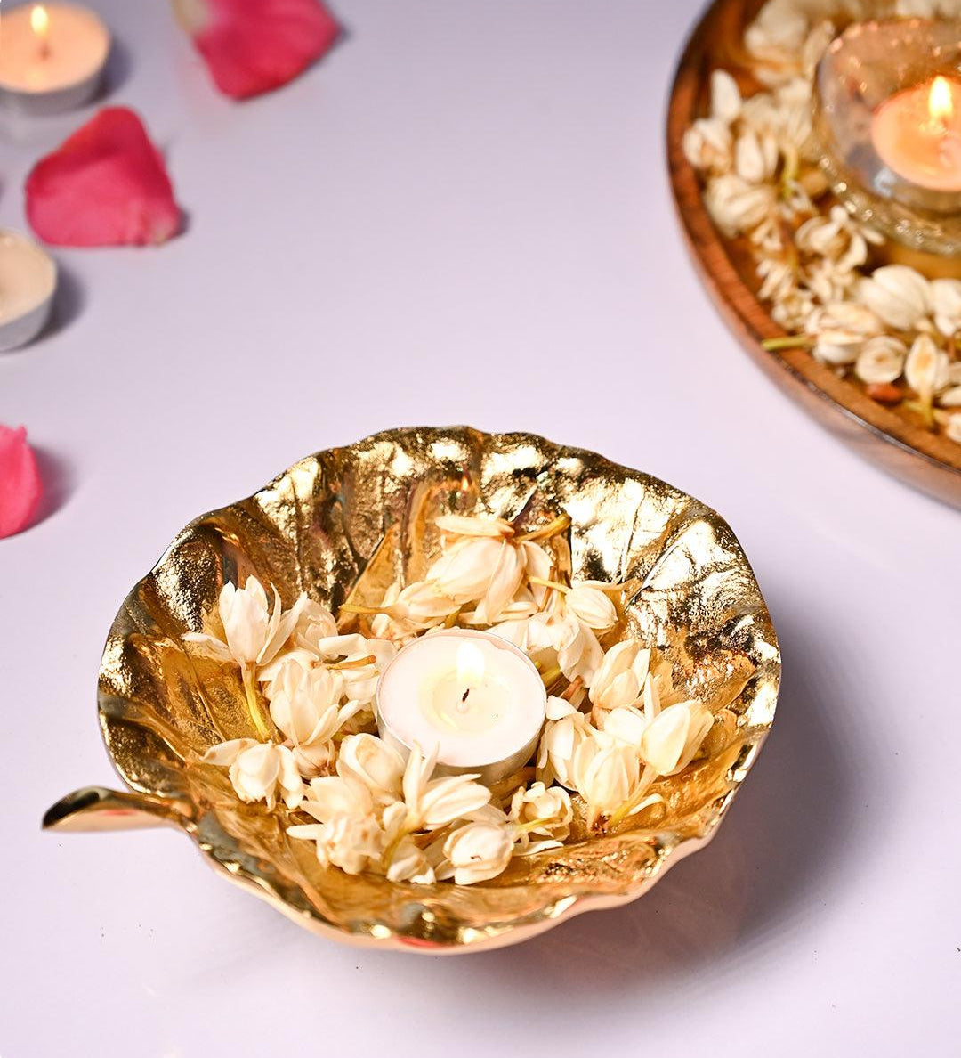 VON CASA Golden Decorative Leaf Shape Dish - MARKET99