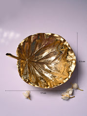 VON CASA Golden Decorative Leaf Shape Dish - MARKET99