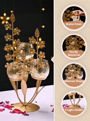 VON CASA Golden Abstract Shape T-Light Holder - MARKET99