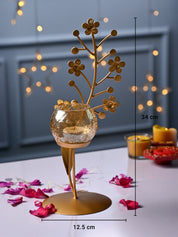 VON CASA Golden Abstract Shape T-Light Holder - MARKET99