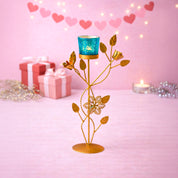VON CASA Blue Leaf Shape T-Light Holder