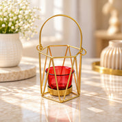 VON CASA Red & Golden T-Light Holder