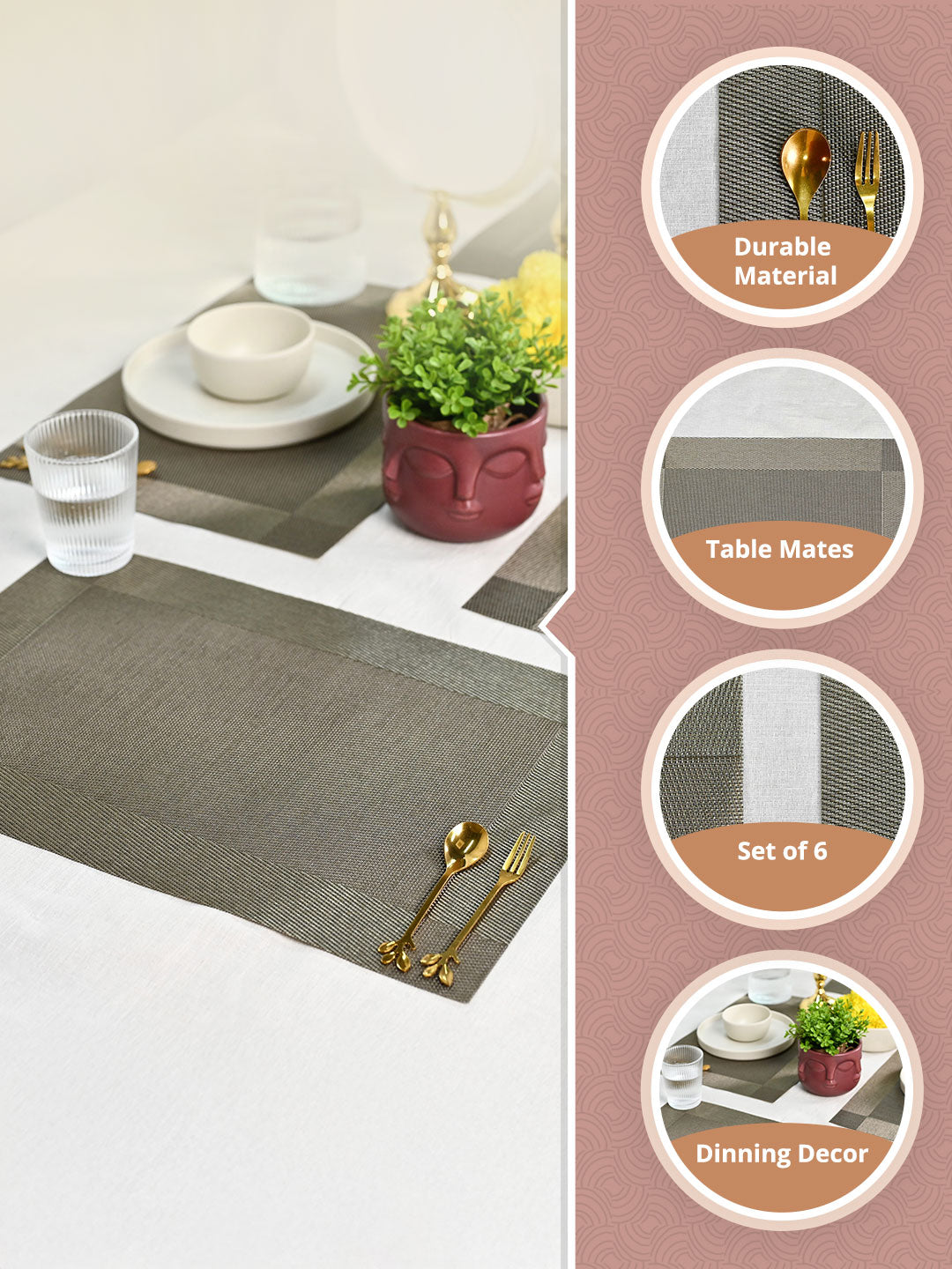 VON CASA Green Placemat Set Of 6