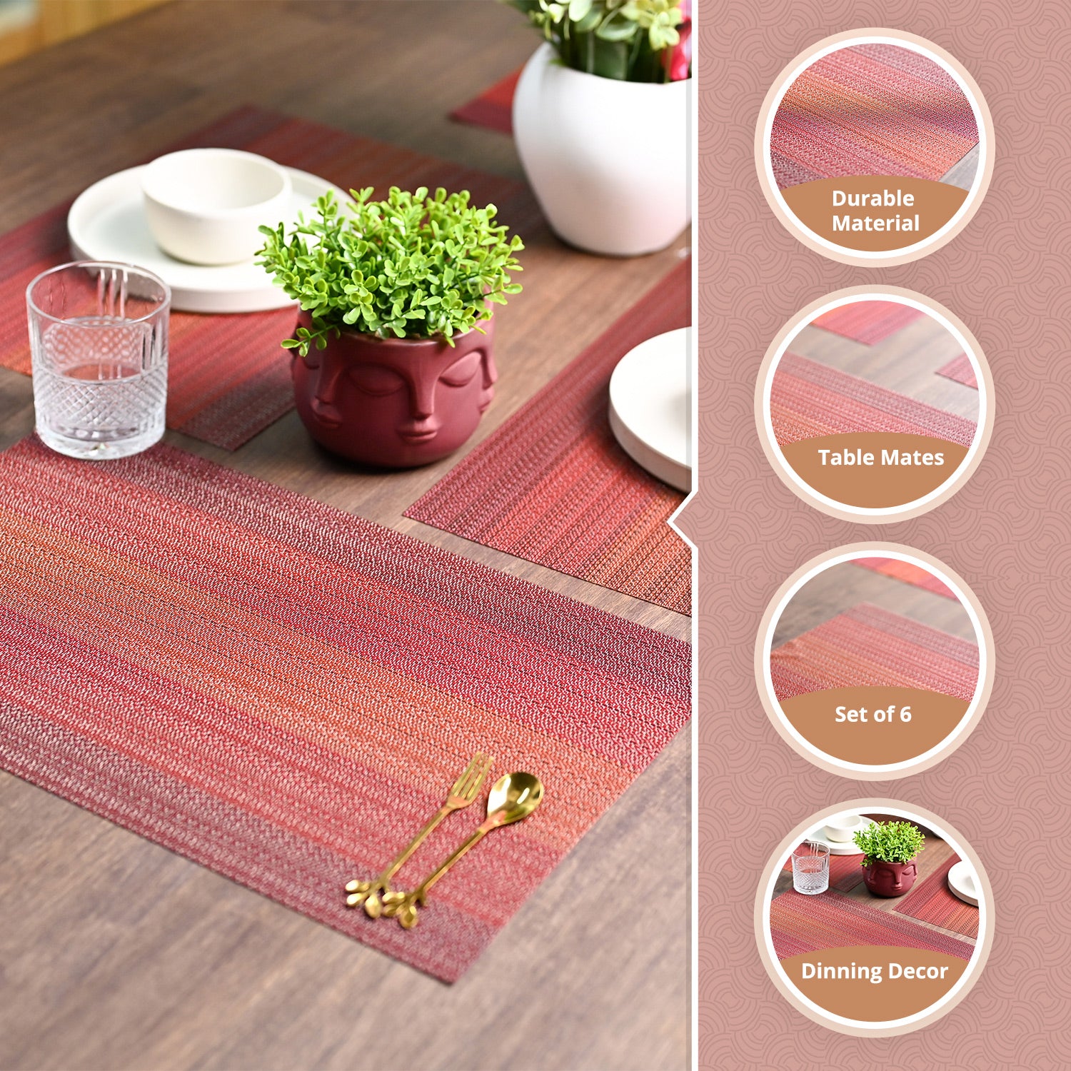 VON CASA Red Placemat Set Of 6