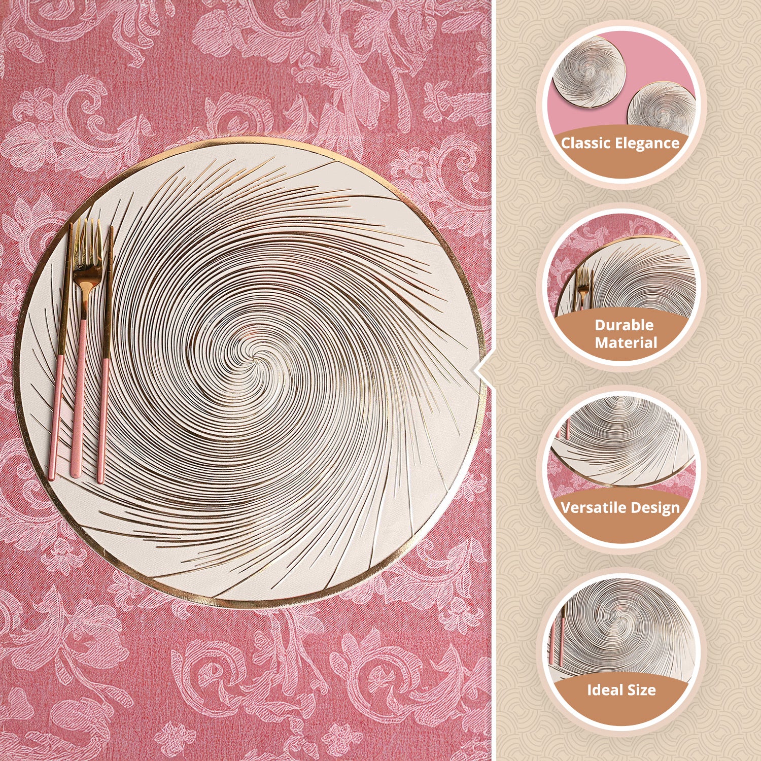 VON CASA Golden Placemat Set Of 2