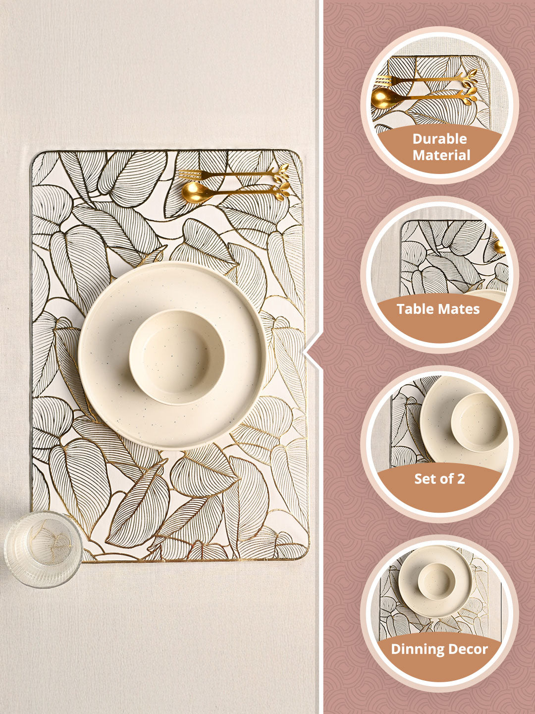 VON CASA Golden Placemat Set Of 2