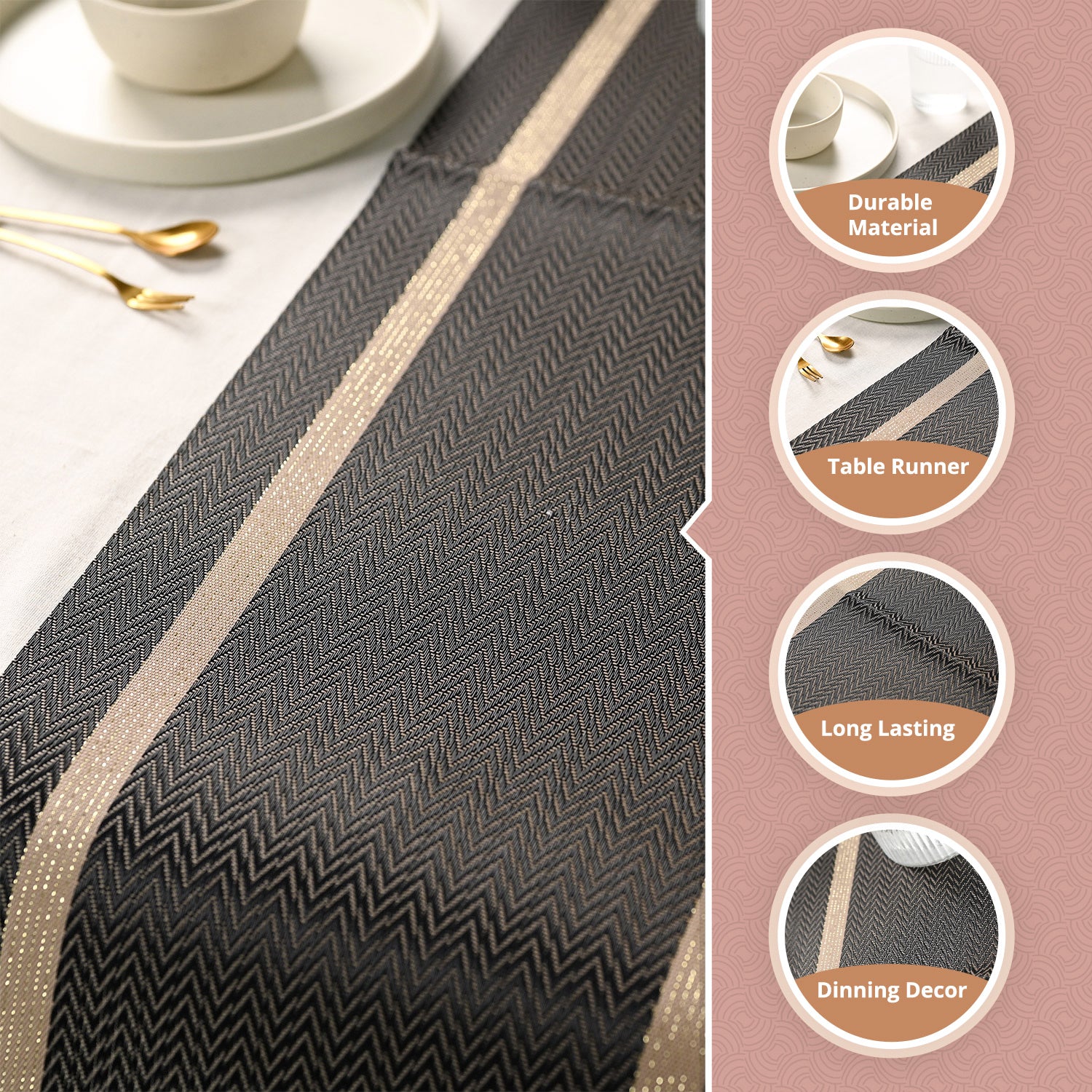 VON CASA Brown Table Runner