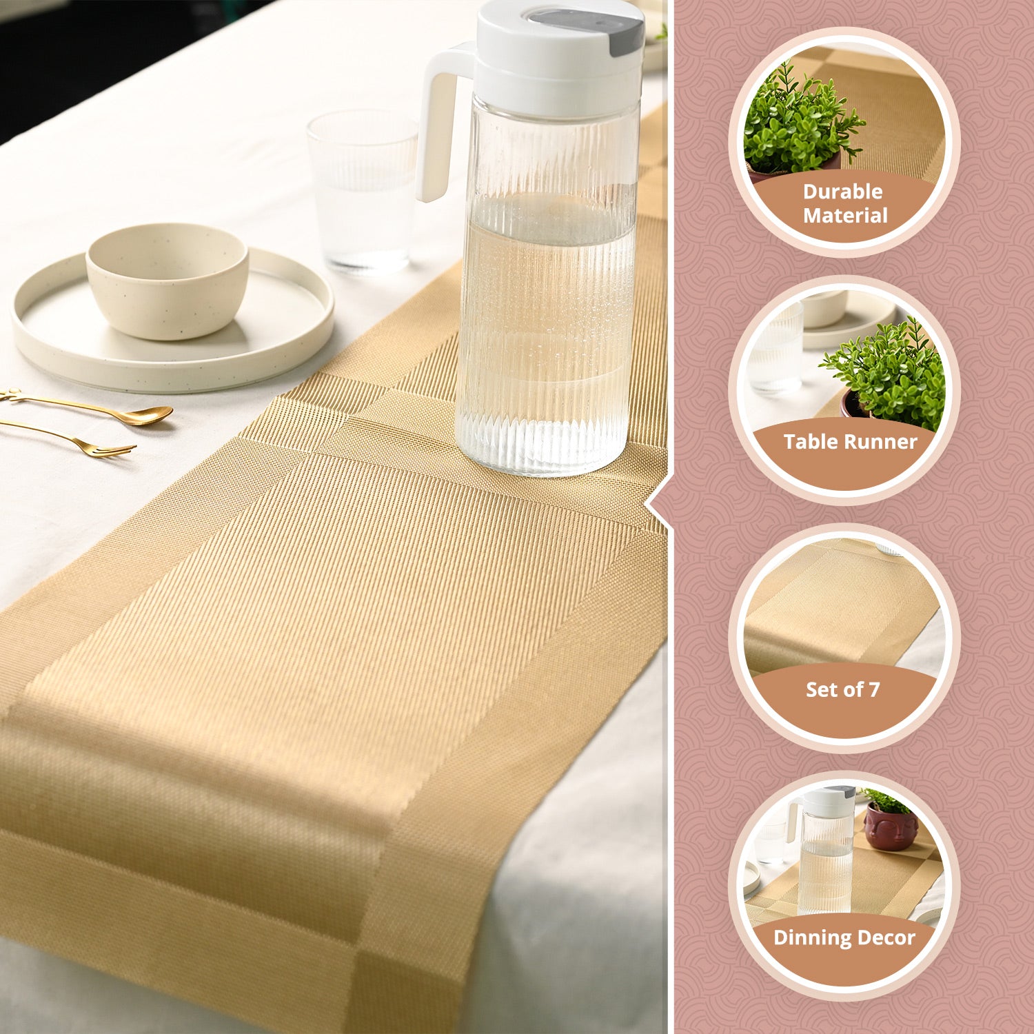 VON CASA Golden Table Runner