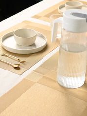 VON CASA Golden Table Runner with Placement Pack Of 7