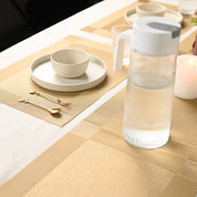 VON CASA Golden Table Runner with Placement Pack Of 7