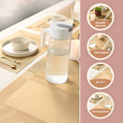 VON CASA Golden Table Runner with Placement Pack Of 7