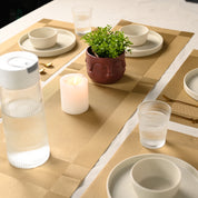 VON CASA Golden Table Runner with Placement Pack Of 7