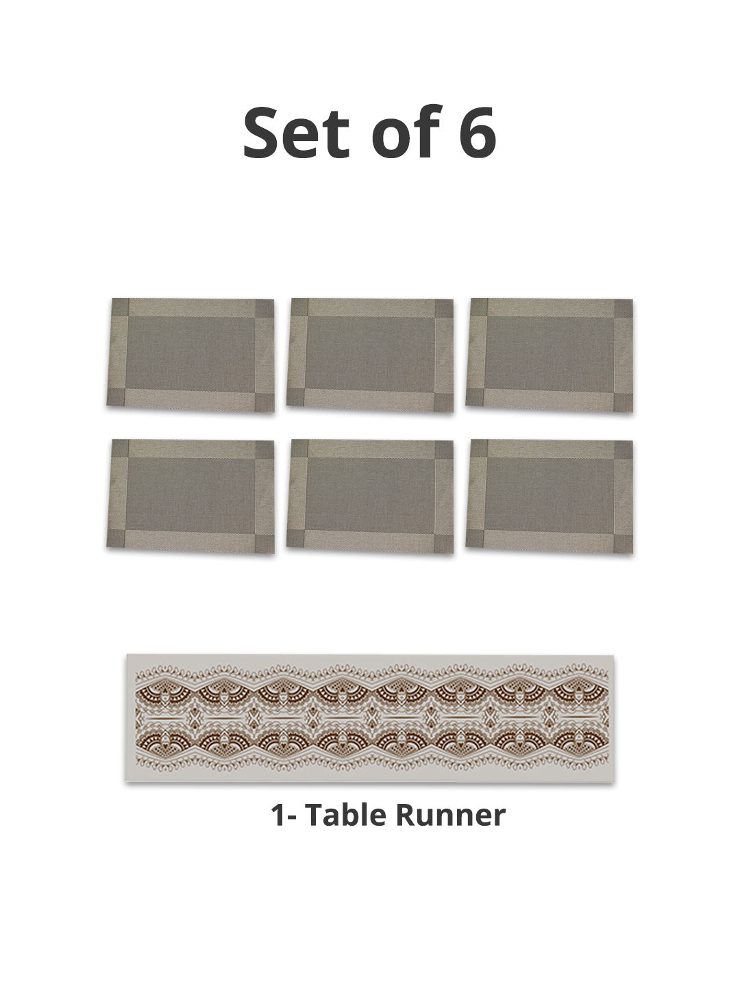 VON CASA Light Green Table Runner with Placement Pack Of 7