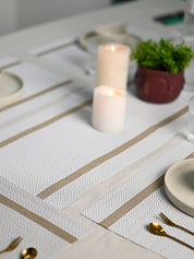 VON CASA White Table Runner with Placement Pack Of 7