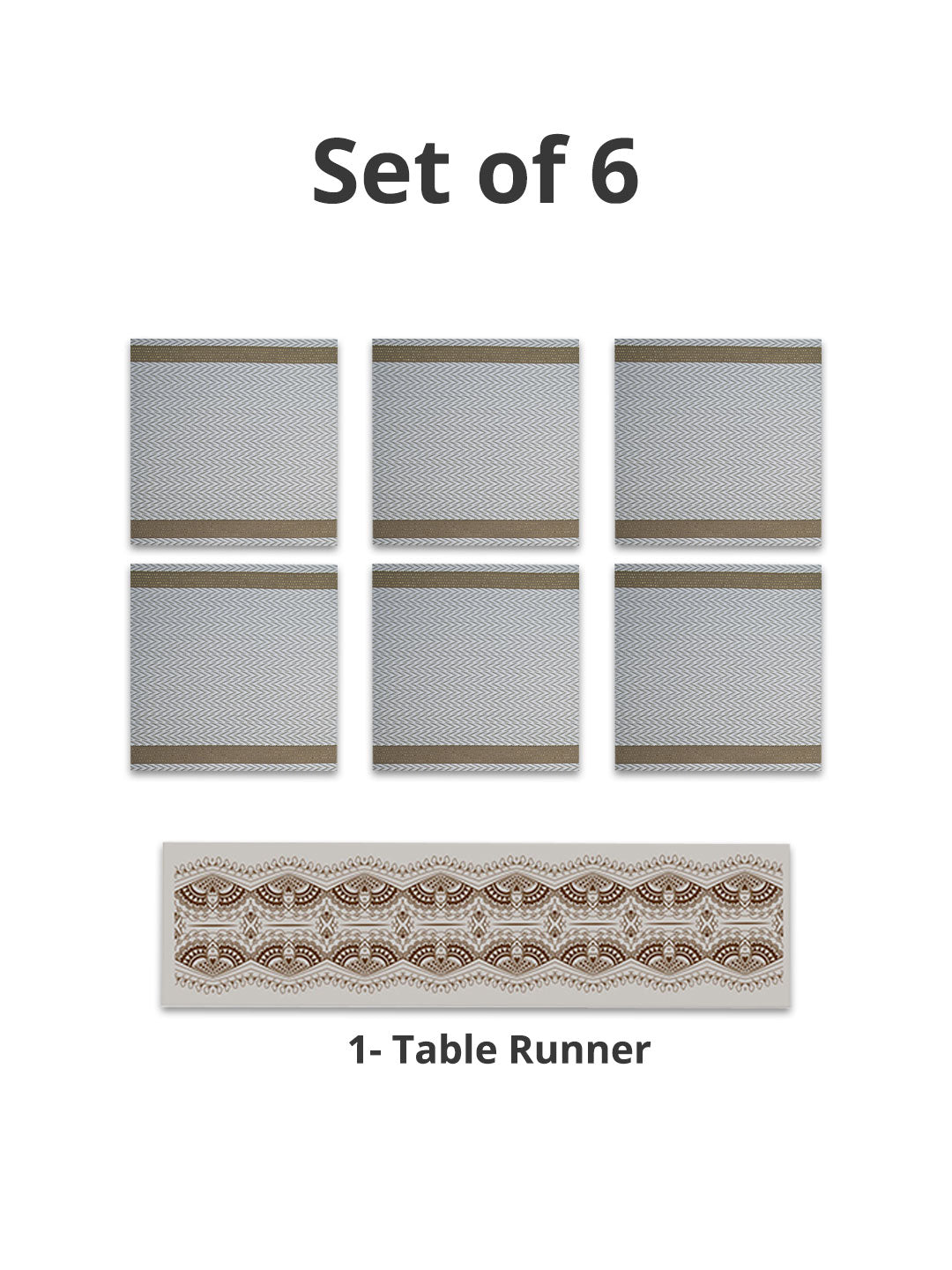 VON CASA White Table Runner with Placement Pack Of 7