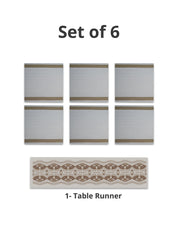 VON CASA White Table Runner with Placement Pack Of 7