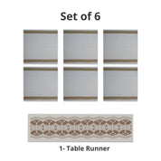 VON CASA White Table Runner with Placement Pack Of 7