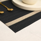 VON CASA Black Table Runner with Placement Pack Of 7