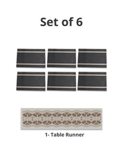 VON CASA Brown Table Runner with Placement Pack Of 7