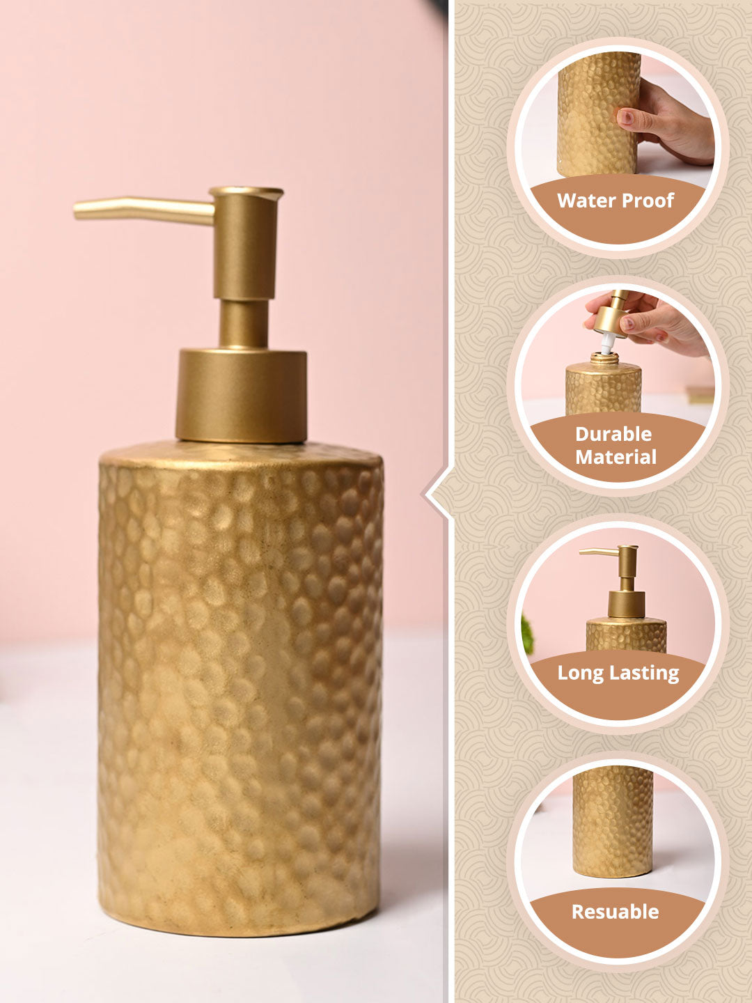 VON CASA Golden Soap Dispenser - 330ml