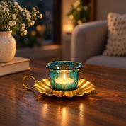 VON CASA Blue & Gold Decorative Candle Holder