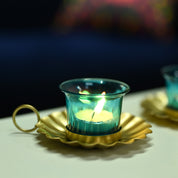 VON CASA Blue & Gold Decorative Candle Holder