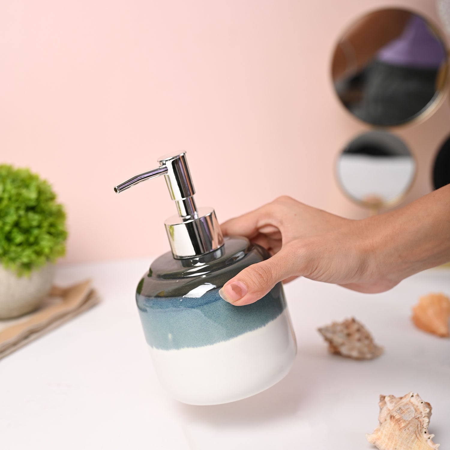VON CASA White & Green Soap Dispenser - 420ml