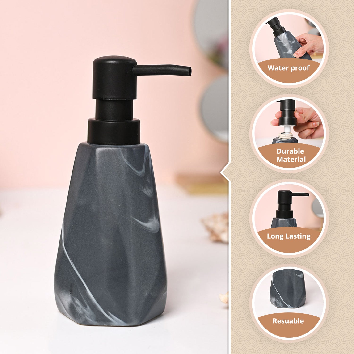 VON CASA Grey Soap Dispenser - 250ml