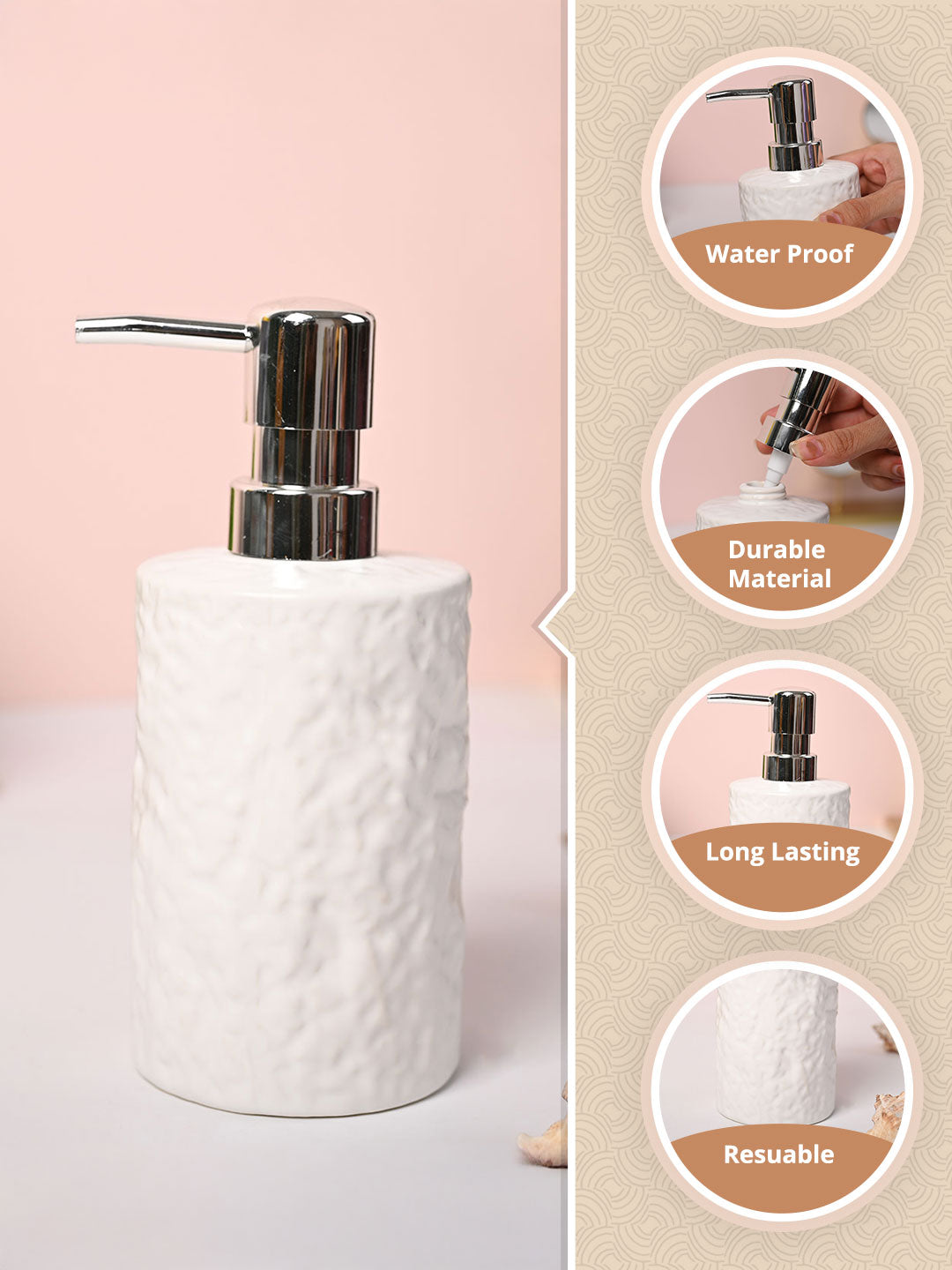 VON CASA White Soap Dispenser - 300ml