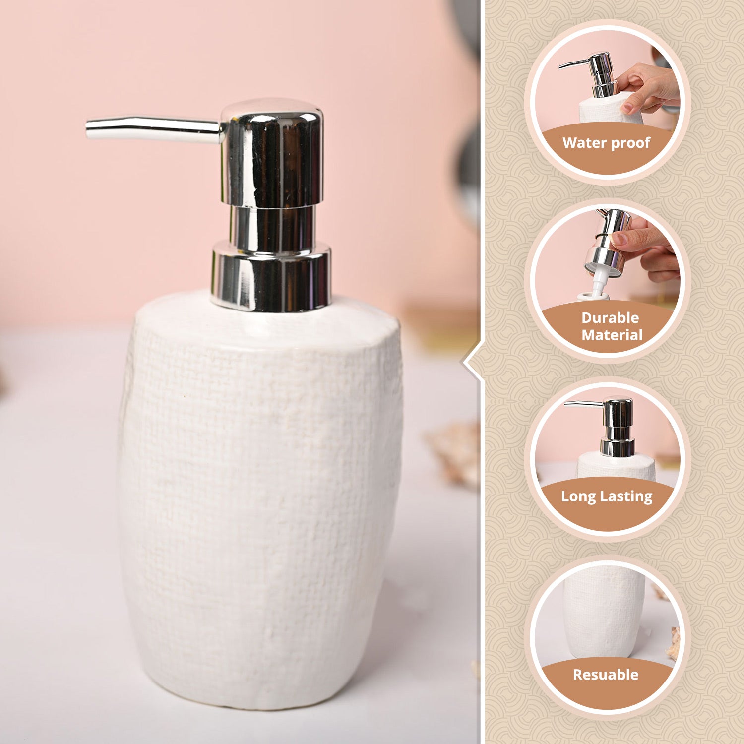VON CASA White Soap Dispenser - 350ml
