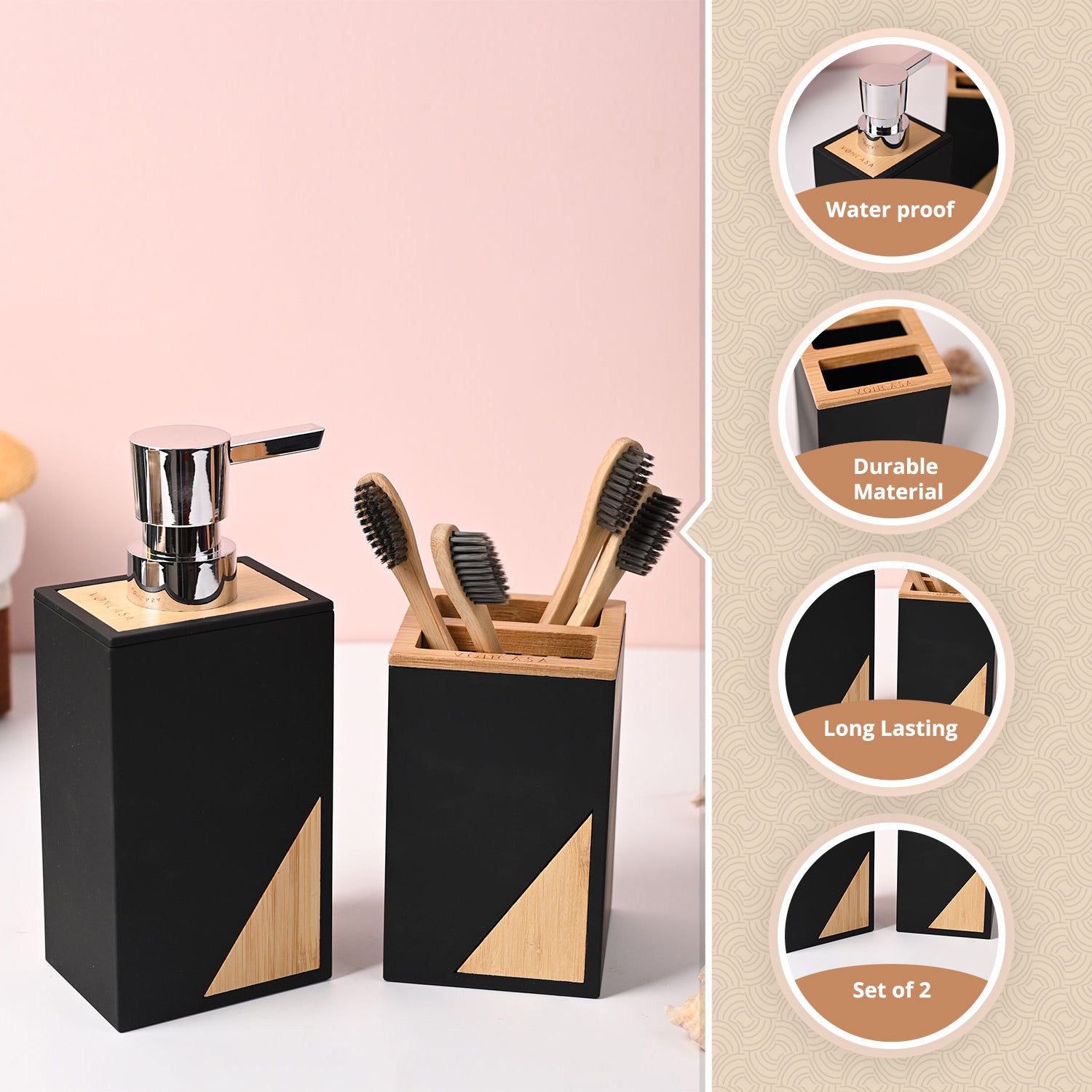 VON CASA Black Bathroom Set of 2
