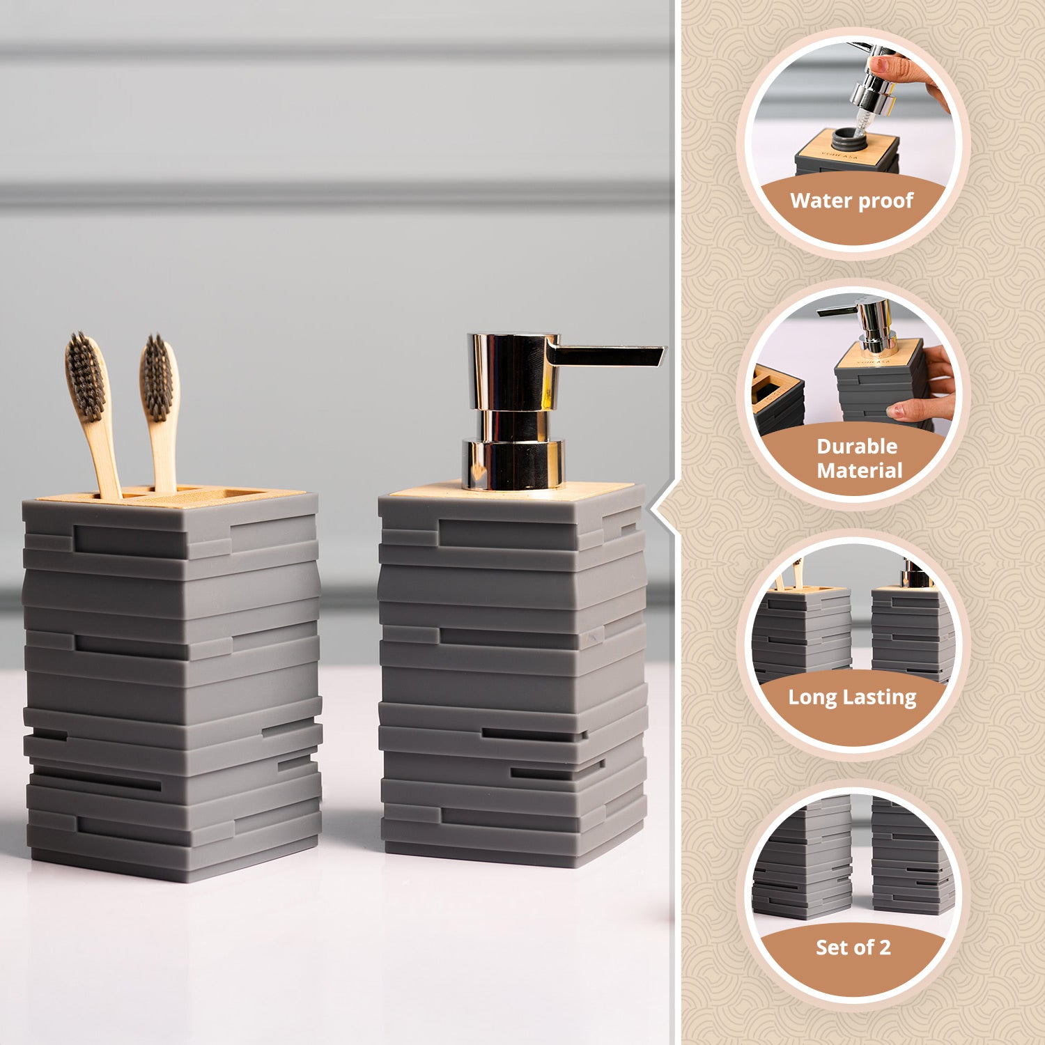 VON CASA Dark Grey Bathroom Set of 2