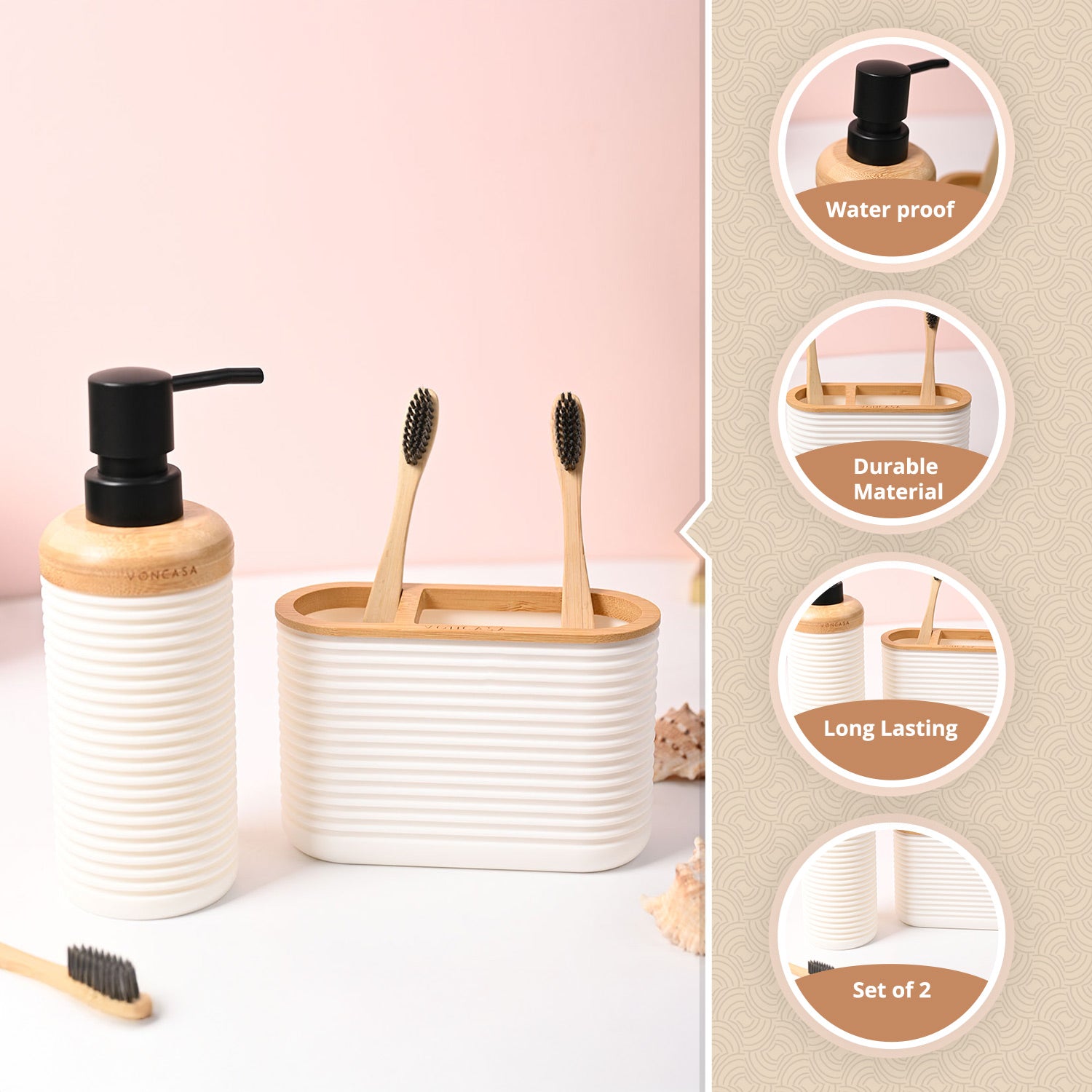 VON CASA White Bathroom Set of 2