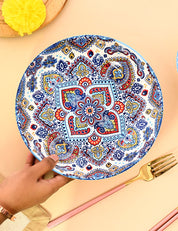 VON CASA Ceramic Mandala Light Blue Round Platter