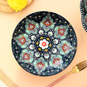 VON CASA Ceramic Mandala Navy Blue Round Platter