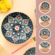 VON CASA Ceramic Mandala Navy Blue Round Platter