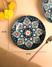 VON CASA Ceramic Mandala Navy Blue Round Platter